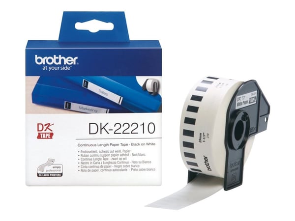 Brother DK-22210 - Svart på hvitt - Rull (2,9 cm x 30,5 m) merkelapper - for Brother QL-1050, QL-500, QL-550, QL-560, QL-570, QL-650, QL-710, QL-72...