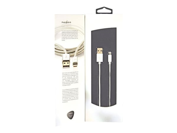 Nedis - Lightning-kabel - USB hann til Lightning hann - 1 m - aluminium - rund