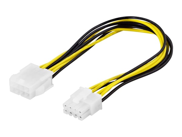 DELTACO - Strömadapter - 8-stifts EPS12V (hane) till 8-stifts EPS12V (hona) - 25 cm