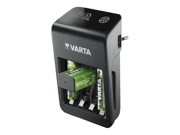 Varta LCD Plug Charger+ 4x 56706 Laturi pyöreille NiMH R03 (AAA), R6 (AA), 9 V lohkoparistoille