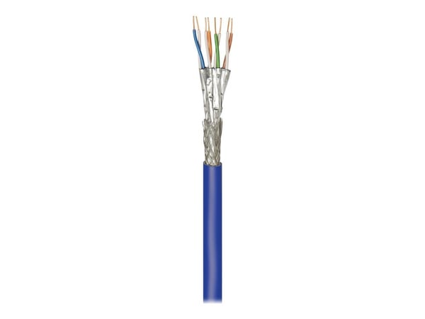 goobay - Massekabel - 500 m - SFTP, PiMF - CAT 7a+ - IEEE 802.3 - halogenfri, solid - blå