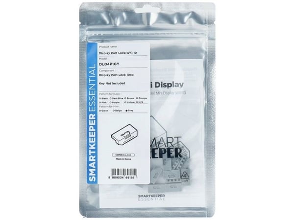 Smartkeeper DL04P1GY, Portblokker, DisplayPort, Grå, 10 stykker, Polybag, 16 mm