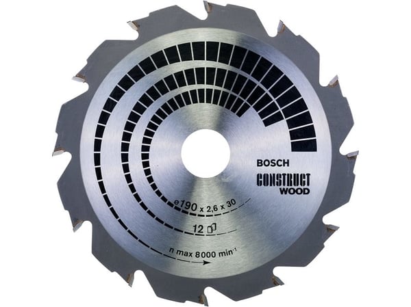 Bosch RUNDSAVKLINGE CONSTRUCT 190X2,6X30MM 12T 12T