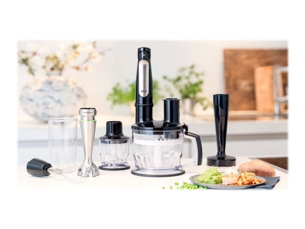 Braun MQ 7087X, Nedsænkning blender, 1,5 L, Impulsfunktion, 1,2 m, 1000 W, Sort, Rustfrit stål
