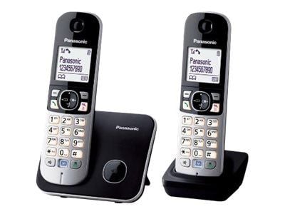 Panasonic KX-TG6812 - Trådlös telefon med nummerpresentation - DECT\GAP - svart + 1 extra handuppsättning