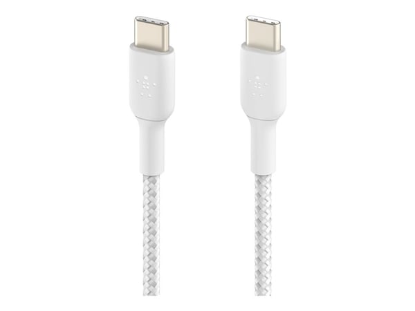 Belkin BoostCharge - USB-kabel - USB-C (hann) til USB-C (hann) - USB 2.0 - 3 A - 1 m - USB Power Delivery (60W) - hvit (en pakke 2)