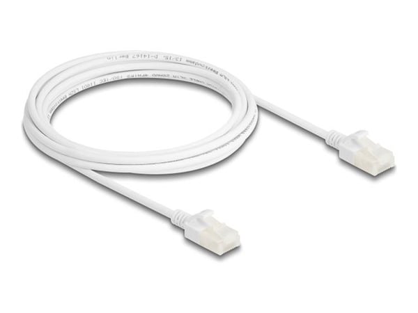 Delock - Nettverkskabel - RJ-45 (hann) til RJ-45 (hann) - 3 m - 3.6 mm - U/UTP, uskjermet - CAT 6a - halogenfri, uten hindringer, slank, robust lat...