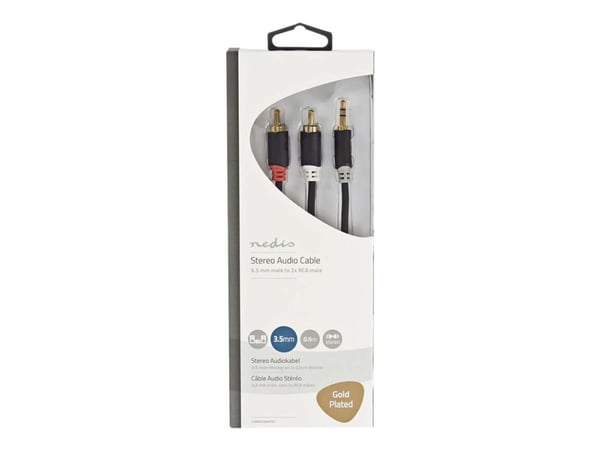 Nedis CABW22200AT05, 3.5mm, Hanstik, 2 x RCA, Hanstik, 0,5 m, Anthracit