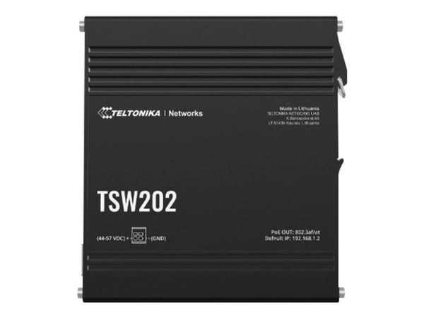 Teltonika TSW202 - Switch - Administrerad - 8 x 10/100/1000 (PoE+) + 2 x SFP - DIN-skenmonterbar - PoE+ (240 W)