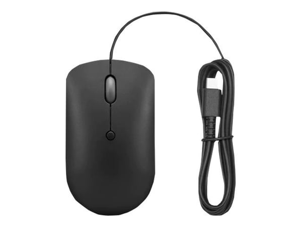 Lenovo 400 - Mus - kompakt - optisk - 4 knapper - kablet - ravnsort - løsvekt