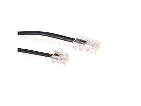 Svart flat telefonkabel 3 meter med RJ11- og RJ45-kontakter
