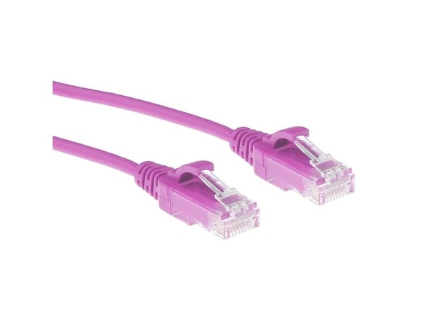 ACT Pink Cat6 patchkabel slimline 2 m LSZH U/UTP snagless med RJ45 (DC9402)