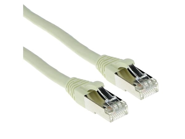 ACT Elfenben 2 meter SFTP CAT6A patchkabel uten haker med RJ45-plugg, Cat6a S/FTP uten haker elfenben 2,00 m (FB6002)