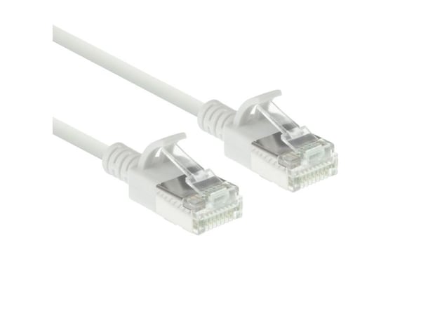 ACT White 2 m LSZH U/FTP CAT6A datacenter slimline patchkabel snagless med RJ45-anslutningar (DC6902)