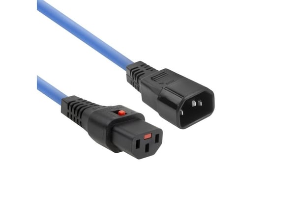 Virtajohto C13 IEC Lock til C14 blå 1 m, PC1086