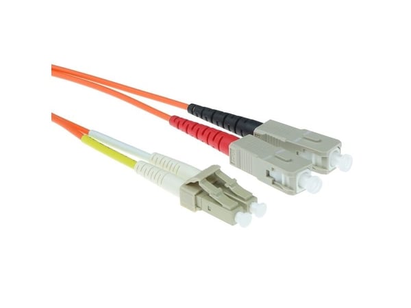 15 m LSZH multimode fiberkabel duplex 50/125 OM2 med LC- og SC-kontakter