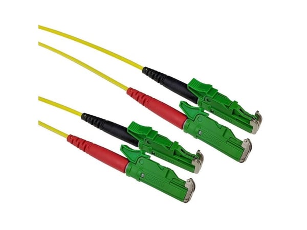 Fiber patchkabel duplex 1 m LSZH singlemode 9/125 OS2 med E2000/APC- og E2000/APC-kontakter