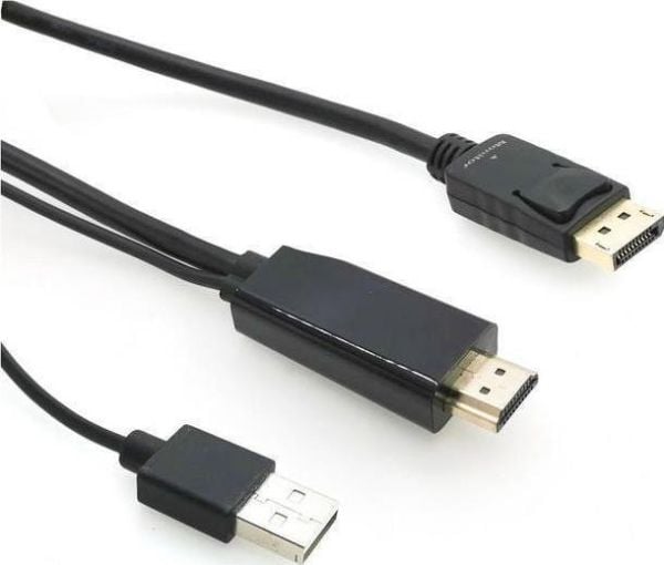 MicroConnect - Adapterkabel - DisplayPort hann til HDMI, USB (kun strøm) hann - 1 m - svart - 4 K 30 Hz (3840 x 2160) støtte