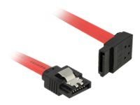 Delock - SATA-kabel - Serial ATA 150/300/600 - SATA (hann) til SATA (hann) - 50 cm - låst, venstrevinklet kontakt - rød
