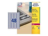 Avery Durable Heavy Duty L6009 - Polyester - permanent selvklebende - sølv - 45,7 x 21,2 mm 4800 etikett(er) (100 ark x 48) etiketter