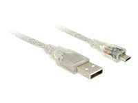 Delock - USB-kabel - Micro-USB type B (hann) til USB (hann) - USB 2.0 - 50 cm - gjennomsiktig