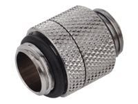 Bitspower-adapter rak G1/4 tum hane till G1/4 tum hane - vridbar, silverglänsande