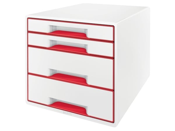 Desk Cube Leitz WOW 4 laatikkoa valkoinen/punainen