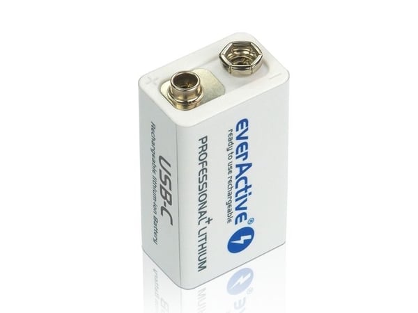 Oppladbart batteri everActive 6F22/9V Li-Ion 550 mAh med USB TYPE C (EVHR22-550C)
