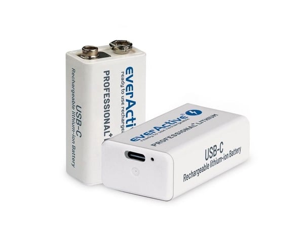 Oppladbart batteri everActive 6F22/9V Li-Ion 550 mAh med USB TYPE C (EVHR22-550C)
