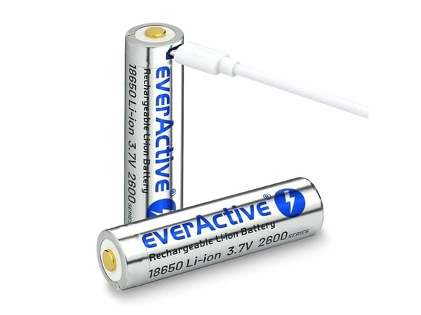 Batteri everActive 18650 3.7V Li-ion 2600mAh micro USB med beskyttelsesboks