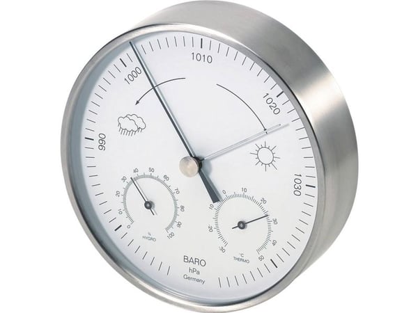 TFA-Dostmann 20.2027.08, Rustfritt stål, Innendørs barometer, Innendørs hygrometer, Innendørs termometer, 16 cm, 160 mm, 46 mm, 160 mm