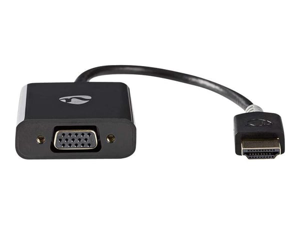 Nedis HDMI™-kabel | HDMI™-kontakt | VGA-kontakt / 3,5 mm-kontakt | 1080p | Forgylt | 0,20m | Rett | pvc | Antrasitt | Emballasje med visningsvindu