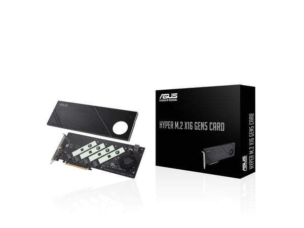 ASUS Hyper M.2 x16 Gen5 Card, PCIe, M.2, PCIe 5.0, musta, PC, Aktiivinen