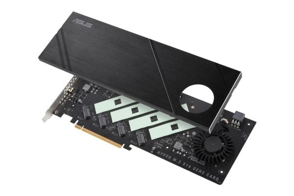 ASUS Hyper M.2 x16 Gen5 Card, PCIe, M.2, PCIe 5.0, musta, PC, Aktiivinen
