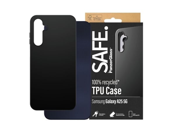 SAFE. by PanzerGlass - Baksidedeksel for mobiltelefon - termoplast-polyuretan (TPU) - svart - for Samsung Galaxy A25