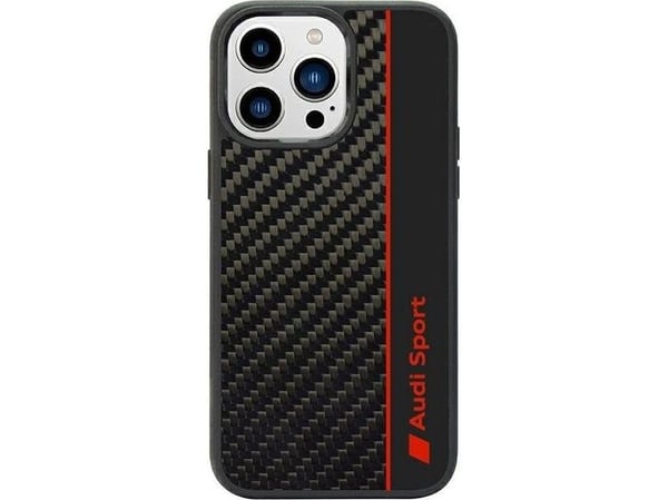 Audi carbon fiber Stripe hardcase til iPhone 14 Pro 6,1" - svart/svart AUS-TPUPCIP14P-R8/D1-BK