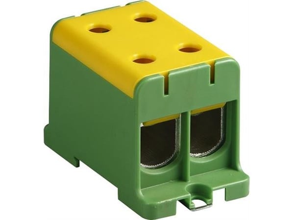 ENSTO genomgångskoppling dubbel 1-polig 4 anslutningar gul/grön 35-150 mm² CU/AL 20 Nm (35-95 mm²) 30 Nm (120-150 mm²) utan PE-klämma