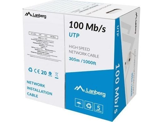 Lanberg - Bulkkabel - 305 m - UTP - solid - grå, RAL 7035