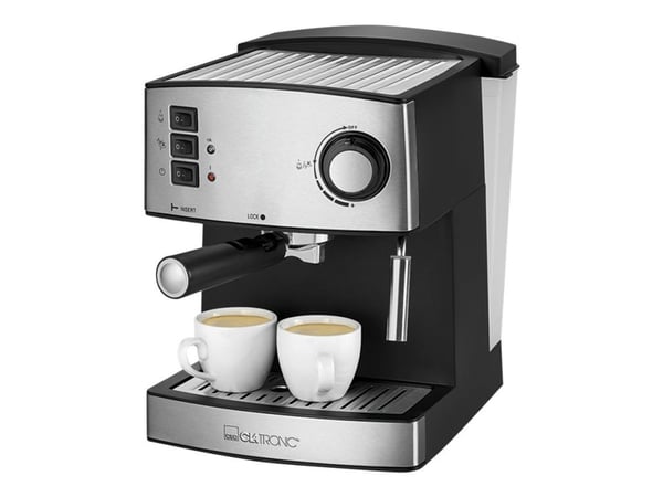 Clatronic ES 3643 - Kaffemaskin med melkeskummer - 15 bar - rustfritt stål