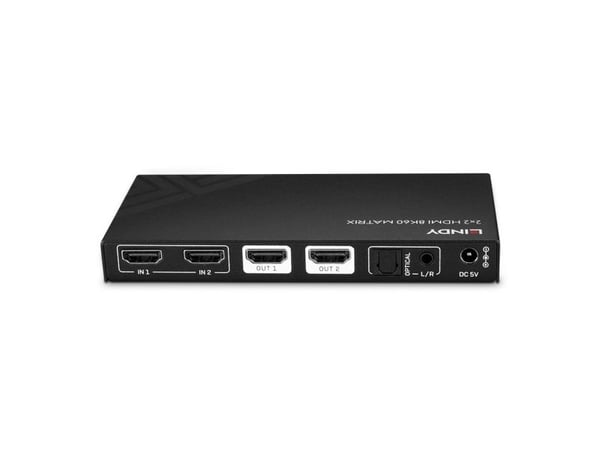 Lindy 38313, AV-matrisevelger, 7680 x 4320 piksler, 40 Gbit/s, LPCM, Svart, Metall