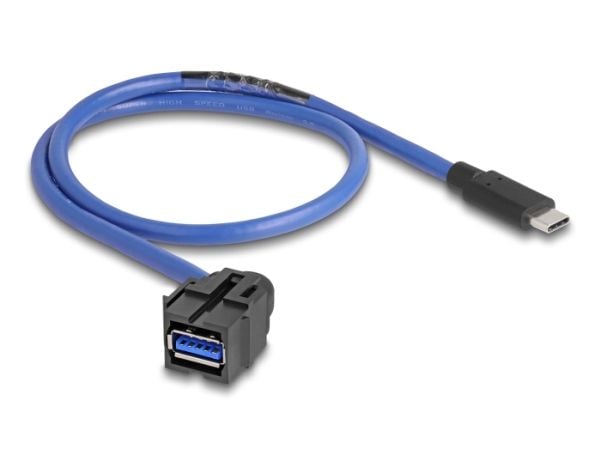 Delock - USB-kabel - 24 pin USB-C (hann) rett til USB-type A (hunn) angled, keystone - USB 3.0 - 50 cm - svart