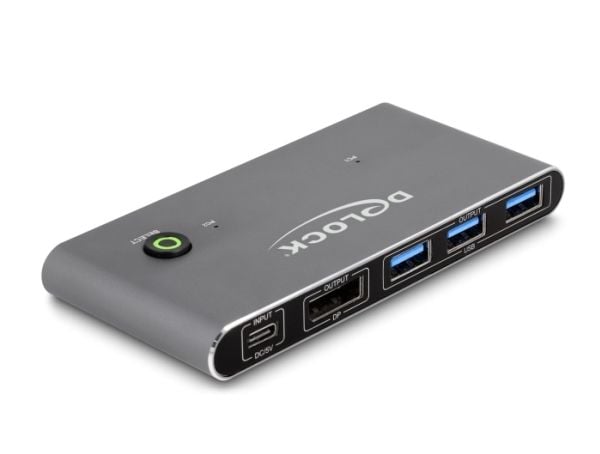 Delock - KVM / lyd / USB-svitsj - 30Hz, 8K, with USB 5 Gbps - 2 x KVM / USB - 1 lokalbruker - stasjonær