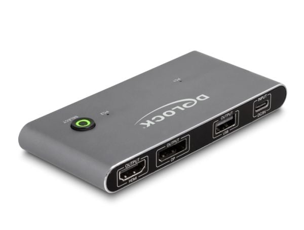 Delock - KVM / lyd / USB-svitsj - HDMI and DisplayPort 8K MST with USB 2.0 - 4 x KVM/lyd/USB - 1 lokalbruker - stasjonær
