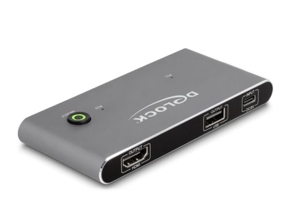 Delock - KVM / lyd / USB-svitsj - HDMI 8K60, with USB 2.0 - 4 x KVM/lyd/USB - 1 lokalbruker - stasjonær