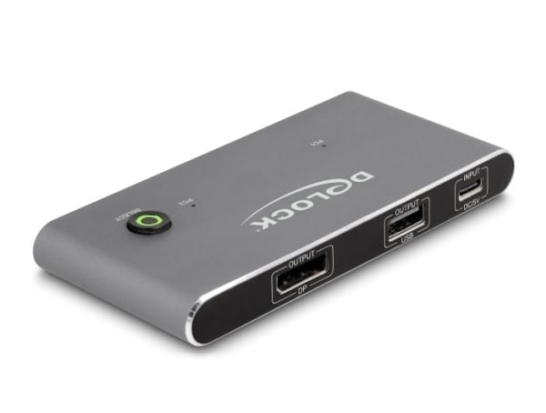 Delock - KVM / lyd / USB-svitsj - 8K 30 Hz, DisplayPort, with USB 2.0 - 2 x KVM / USB - 1 lokalbruker - stasjonær