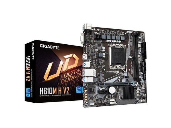 Gigabyte H610M H V2 - 1.0 - hovedkort - micro ATX - LGA1700-sokkel - H610 Chipset - USB 3.2 Gen 1 - Gigabit LAN - innbygd grafikk (CPU kreves) - HD...