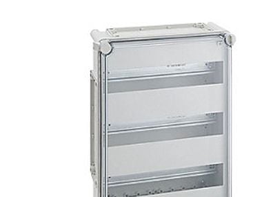 FIBOX DIN-skinnekasse HxBxD 380x280x130 mm komplet med sidehængslet låg 3x14M IP65