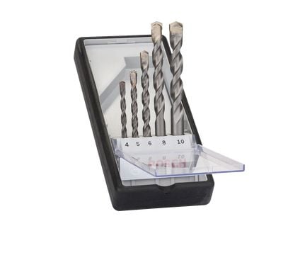 Bosch Robust Line CYL-3 Silver Percussion - Borsett - for betong, murverk - bor - 5 deler - 5 mm, 6 mm, 8 mm, 10 mm, 4 mm - lengde: 75 mm, 85 mm, 1...
