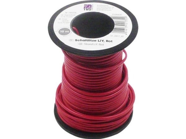 TRU COMPONENTS 1565156 Lanka LiY 1 x 0,75 mm² Punainen 10 m