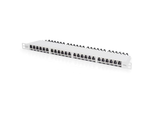 Digitus DN-91624S-SL-EA-G, Gull, Cat6a, 30 N, Rackmontering, 0.5U, Grå